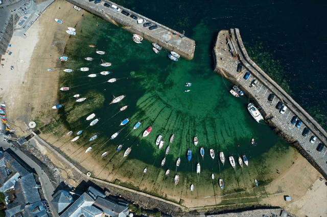 Mousehole Harbour (Aerial), Cornwall, England  by Sam Davis - Photographic Print