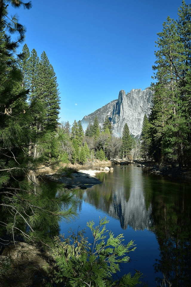 The Cathedral and Merced River, Yosemite National Park, California by Sam Davis - Photographic Print