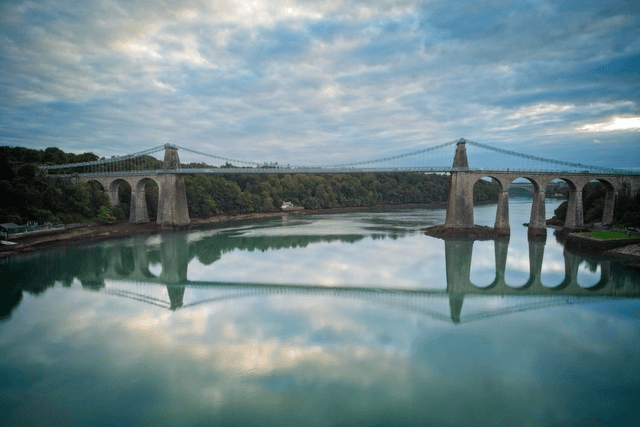 Menai Bridge (Aerial), Anglesey / Ynys Mon, Wales by Sam Davis - Photographic Print 