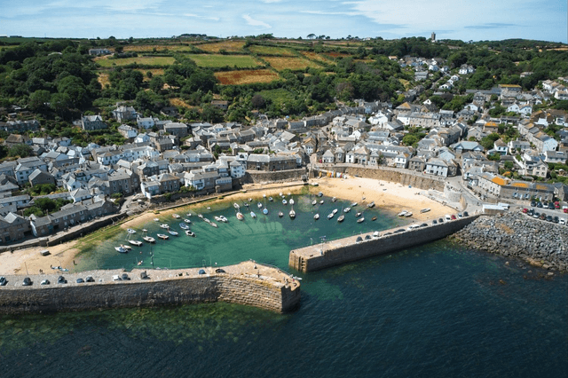 Mousehole Harbour (Aerial), Cornwall, England  by Sam Davis - Photographic Print (2)
